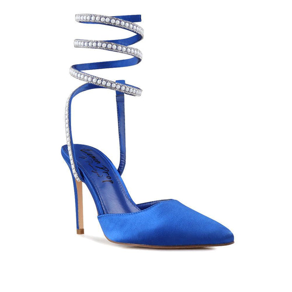Privileged By J.c. Dossier Anwar Blue Rhinestone Strappy Pump