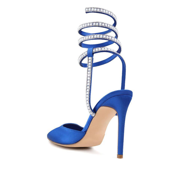 Privileged By J.c. Dossier Anwar Blue Rhinestone Strappy Pump