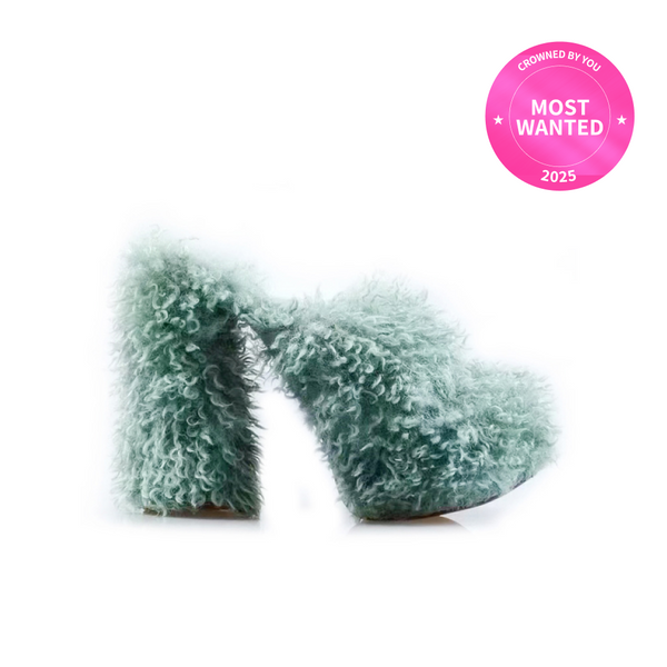 Privileged By J.c. Dossier Archie Mint Green Fuzzy Platform Heels