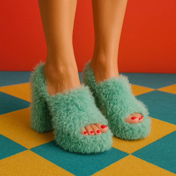 Privileged By J.c. Dossier Archie Mint Green Fuzzy Platform Heels