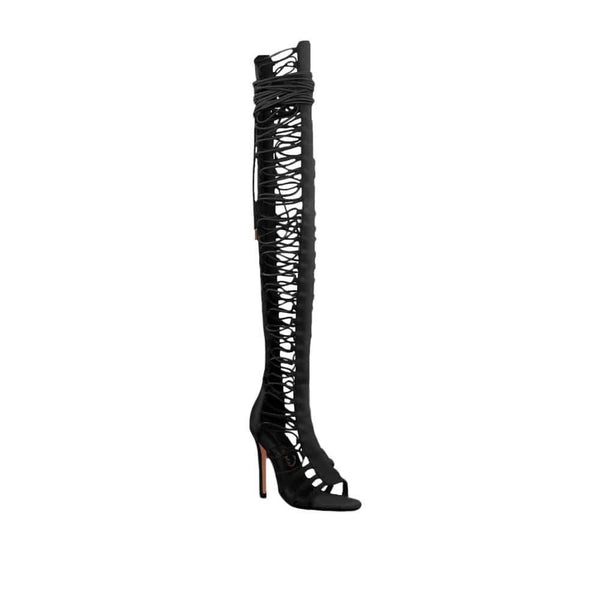 Privileged By J.c. Dossier Arilia Black Lace-Up Over-The-Knee Boot