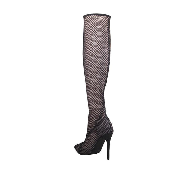 Privileged By J.c. Dossier Artisan Black Net Knee-High Boot