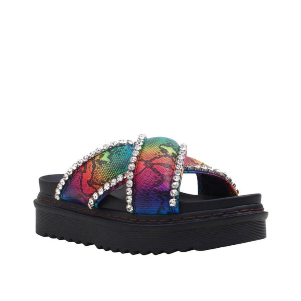 Privileged By J.c. Dossier Artistic Rhinestone Platform Flats - Bold & Trendy