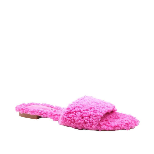 Privileged By J.c. Dossier Atlee Neon Pink Vegan Shearling Flat
