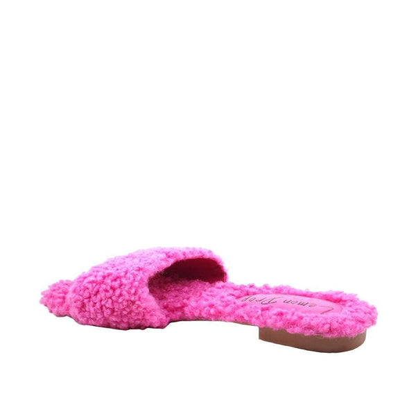 Privileged By J.c. Dossier Atlee Neon Pink Vegan Shearling Flat