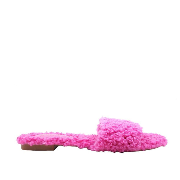 privileged by j.c. dossier Atlee Neon Pink Vegan Shearling Flat