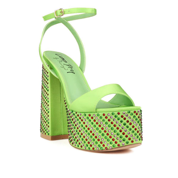 Privileged By J.c. Dossier Aubrey Satin Platform Heels - Neon Green