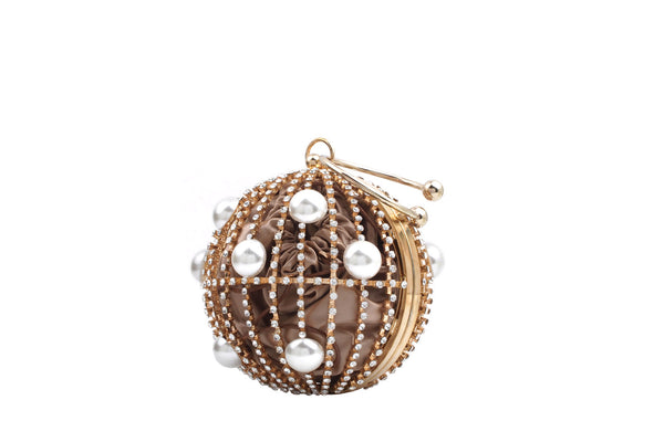 Privileged By J.c. Dossier Aviar Pearl Clutch Handbag