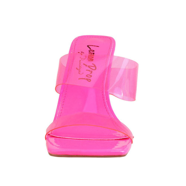 Privileged By J.c. Dossier Azalea Pink Vinyl Heels With Pearl Block Heel