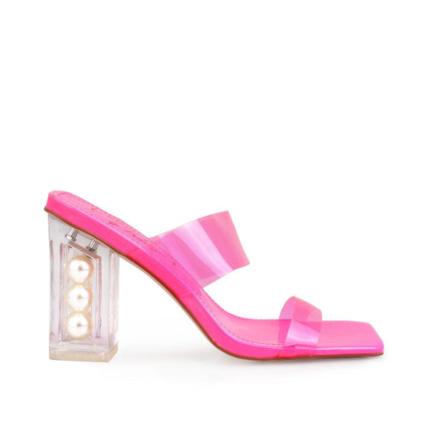 privileged by j.c. dossier Azalea Pink Vinyl Heels with Pearl Block Heel