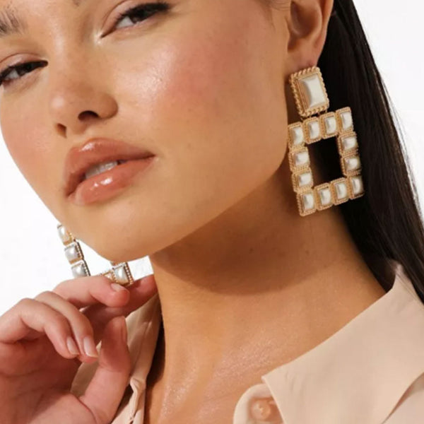 Privileged By J.c. Dossier Aztec Gold Statement Earrings