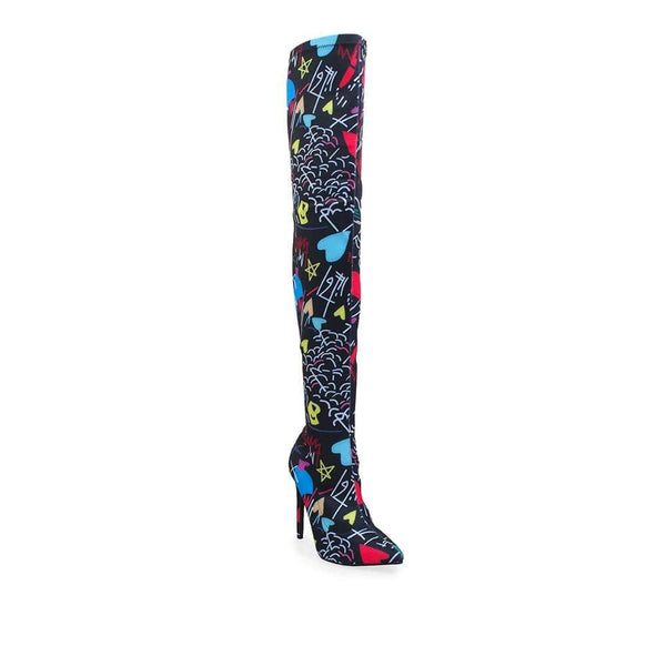 Privileged By J.c. Dossier Barasa Graphic Print High Heeled Boot