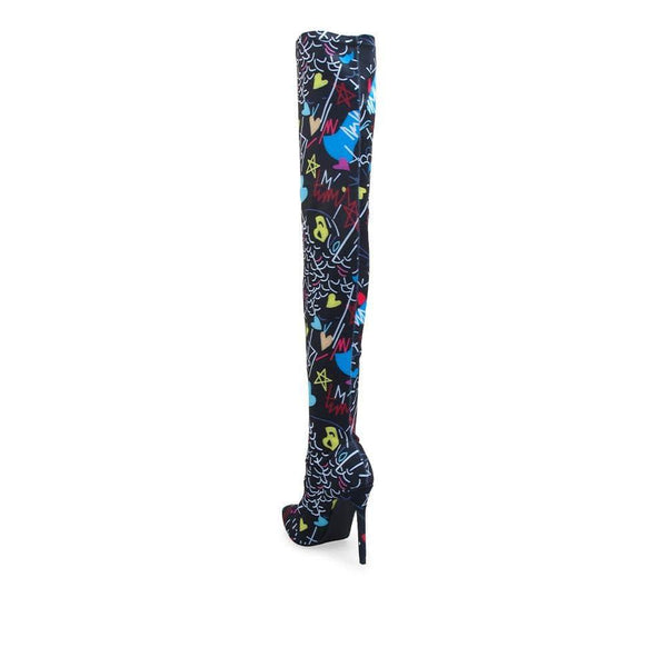 Privileged By J.c. Dossier Barasa Graphic Print High Heeled Boot