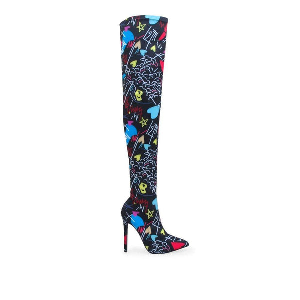 privileged by j.c. dossier Barasa Graphic Print High Heeled Boot