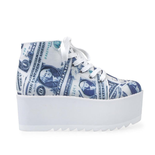 privileged by j.c. dossier Barletta Platform Sneakers in Money Print