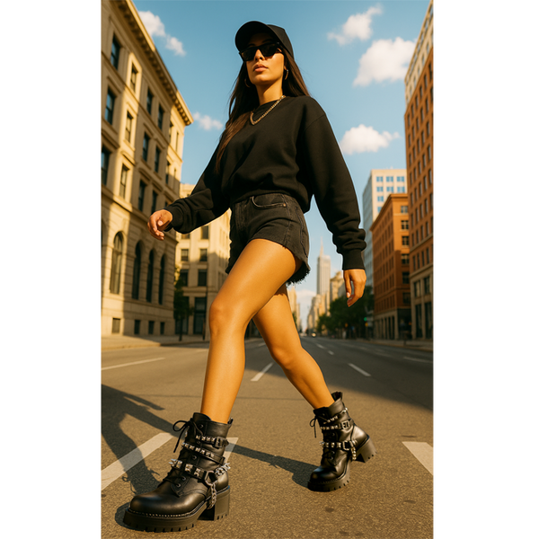 Privileged By J.c. Dossier Bellarose Black Studded Bootie