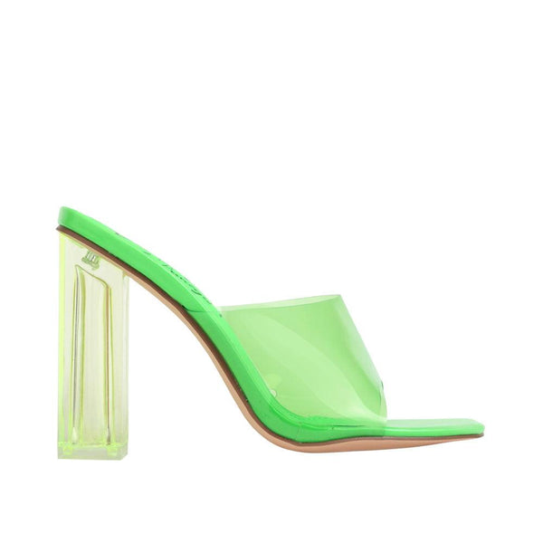 privileged by j.c. dossier Belle Neon Green Lucite Heel Mule