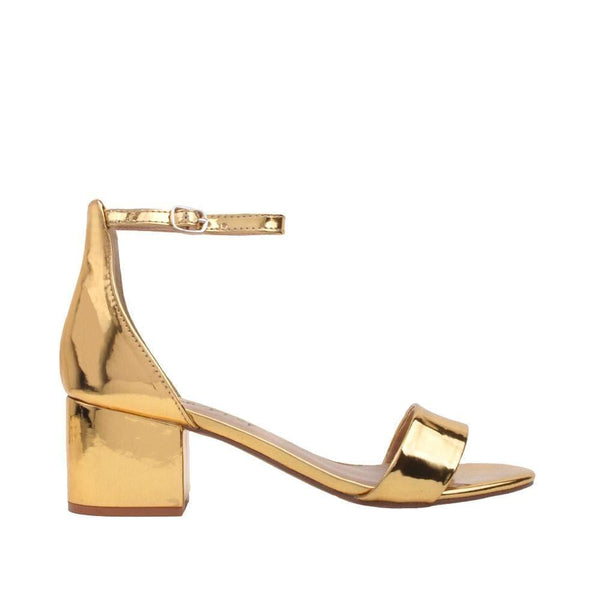 privileged by j.c. dossier Benson Metallic Gold Heel - Bold & Stylish