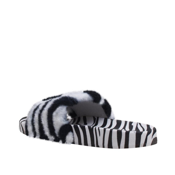 Privileged By J.c. Dossier Biaggio Zebra Faux Fur Flat - Bold & Comfy