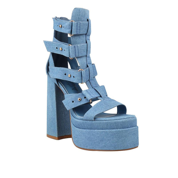 Privileged By J.c. Dossier Bibbi Blue Denim Platform Heel