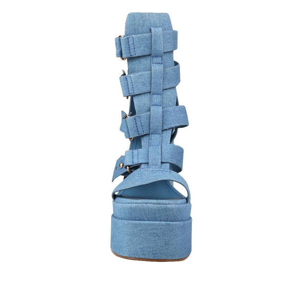 Privileged By J.c. Dossier Bibbi Blue Denim Platform Heel