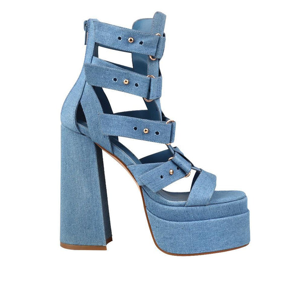 privileged by j.c. dossier Bibbi Blue Denim Platform Heel