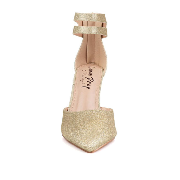 Privileged By J.c. Dossier Bill Gold Glitter Heel - Bold Pointed Pumps