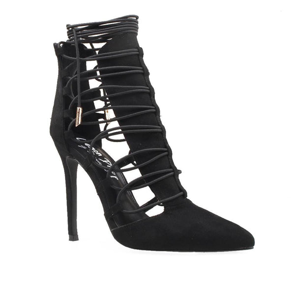 Privileged By J.c. Dossier Black Crispp Strappy Bootie
