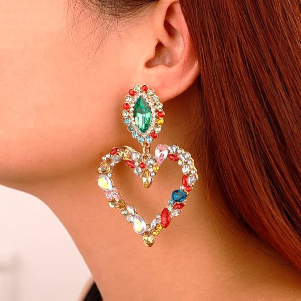 Privileged By J.c. Dossier Black Crystal Heart Earrings | Statement Jewelry