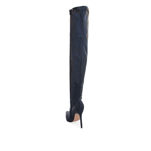 Privileged By J.c. Dossier Black Feather Thigh High Boot