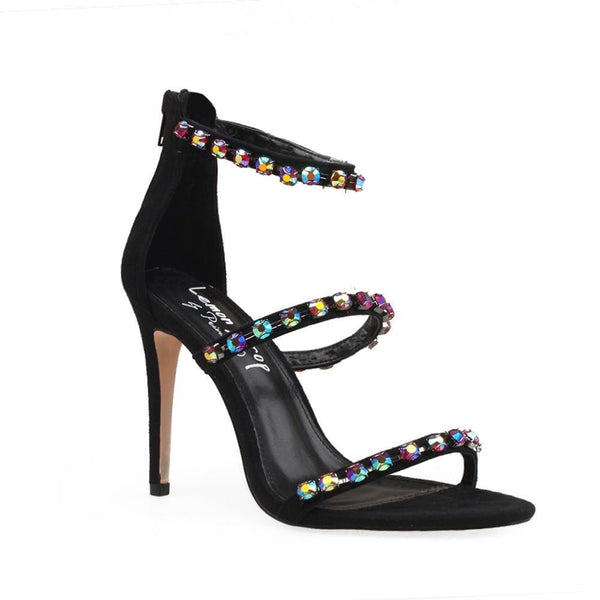 Privileged By J.c. Dossier Black Gemstone Strappy Heel – Magelo