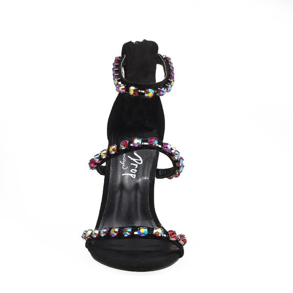 Privileged By J.c. Dossier Black Gemstone Strappy Heel – Magelo