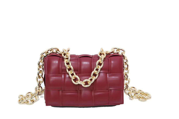 Privileged By J.c. Dossier Black Tisserand Handbag With Gold Chain