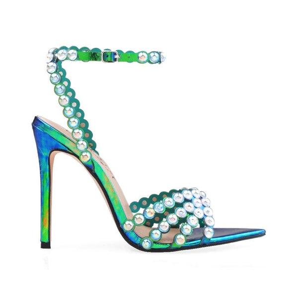 privileged by j.c. dossier Blanchey Pearl-Embellished Heel in Iridescent