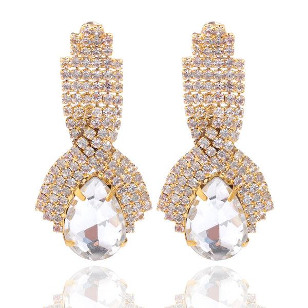 Privileged By J.c. Dossier Blue Rhinestone Statement Earrings