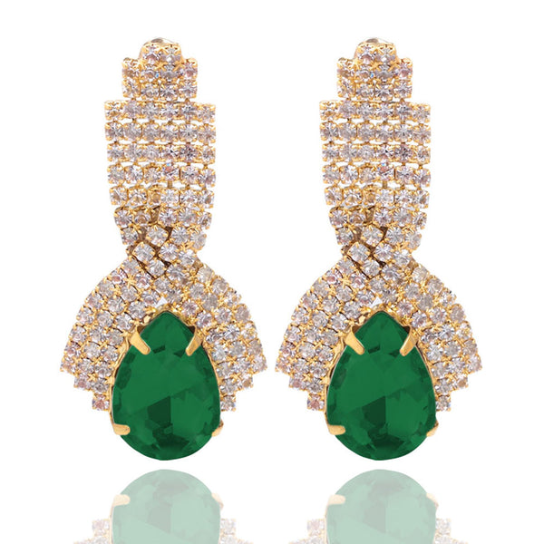 Privileged By J.c. Dossier Blue Rhinestone Statement Earrings
