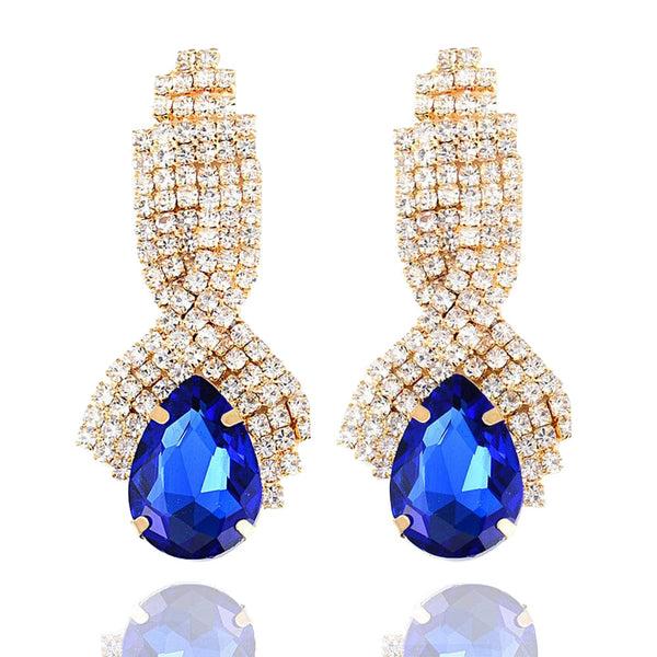 privileged by j.c. dossier Blue Rhinestone Statement Earrings