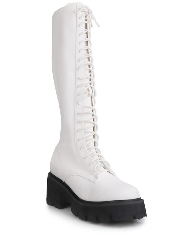 Privileged By J.c. Dossier Bobbi White Vegan Leather Boot