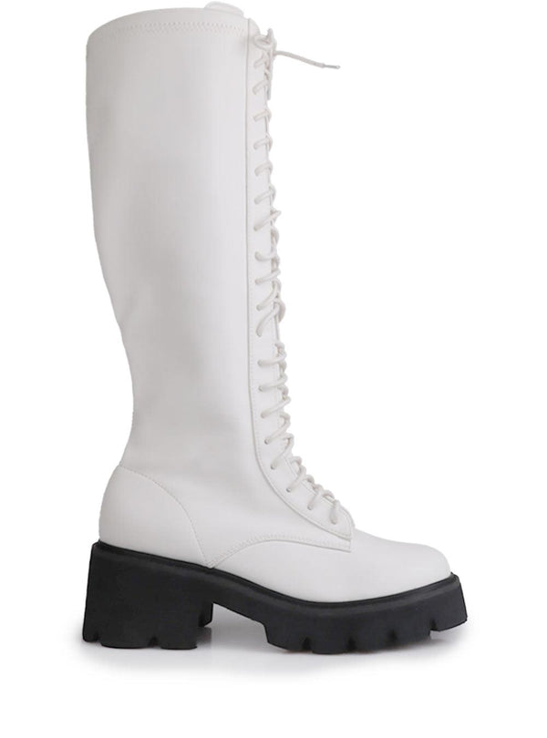 privileged by j.c. dossier Bobbi White Vegan Leather Boot
