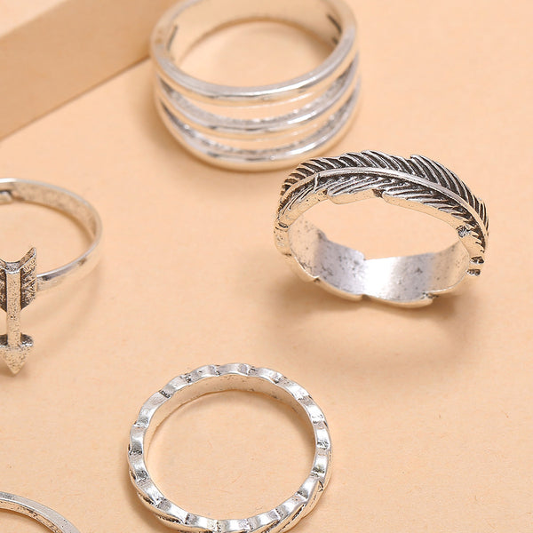 Privileged By J.c. Dossier Boho-Chic Silver Rings Set | Bold Style By Privileged Shoes