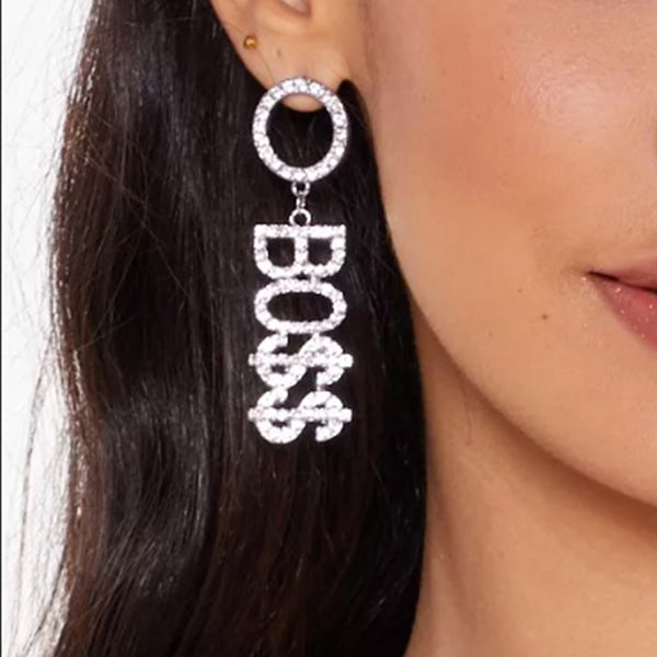 Privileged By J.c. Dossier Bold Boss Rhinestone Earrings