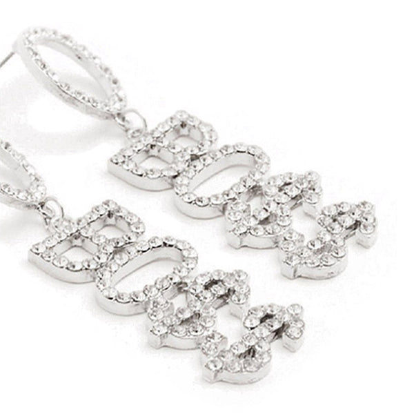 Privileged By J.c. Dossier Bold Boss Rhinestone Earrings