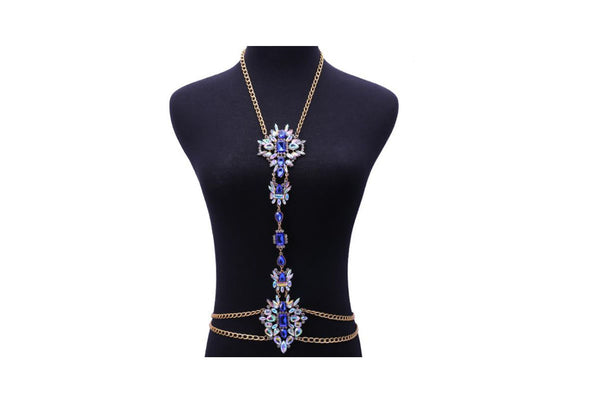 Privileged By J.c. Dossier Bonita Gold Chain Belt With Rhinestones