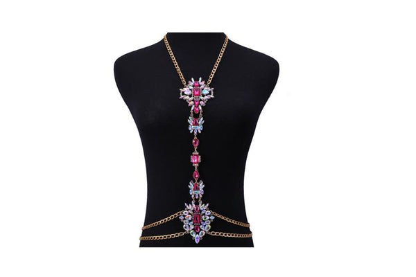 privileged by j.c. dossier Bonita Gold Chain Belt with Rhinestones