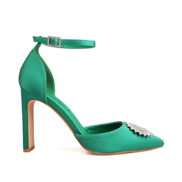 privileged by j.c. dossier Bradley Green Satin Heel | Bold Statement