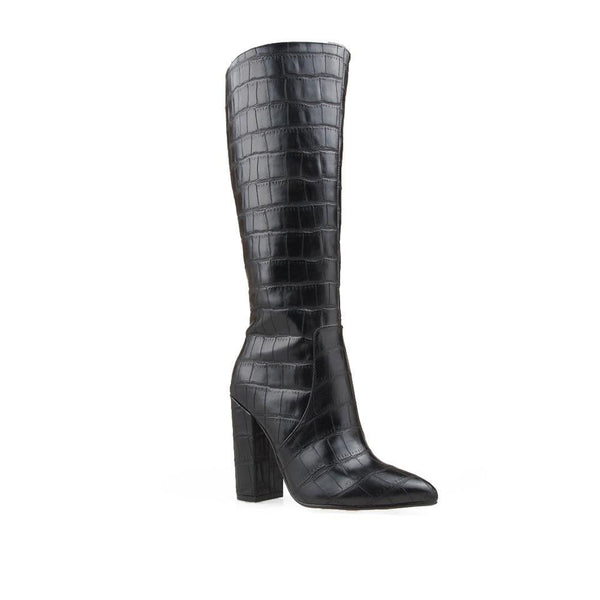 Privileged By J.c. Dossier Bregenz Black Croc Knee High Boot