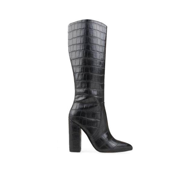 privileged by j.c. dossier Bregenz Black Croc Knee High Boot