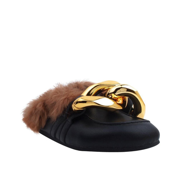 Privileged By J.c. Dossier Brick Brown Faux Fur Slide Flats