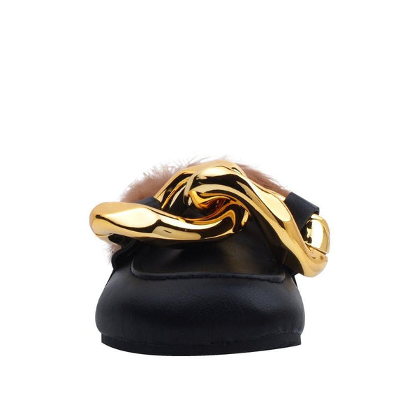 Privileged By J.c. Dossier Brick Brown Faux Fur Slide Flats