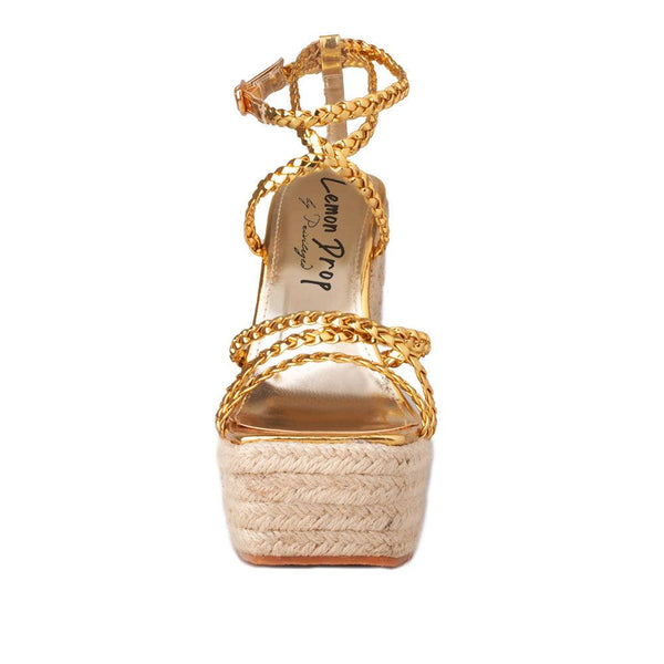 Privileged By J.c. Dossier Brigetta Gold Platform Wedge